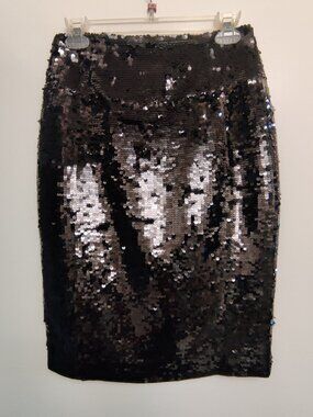 NWOT Express Design Studio Sequins Black Knee-Length Skirt *Party *Wedding